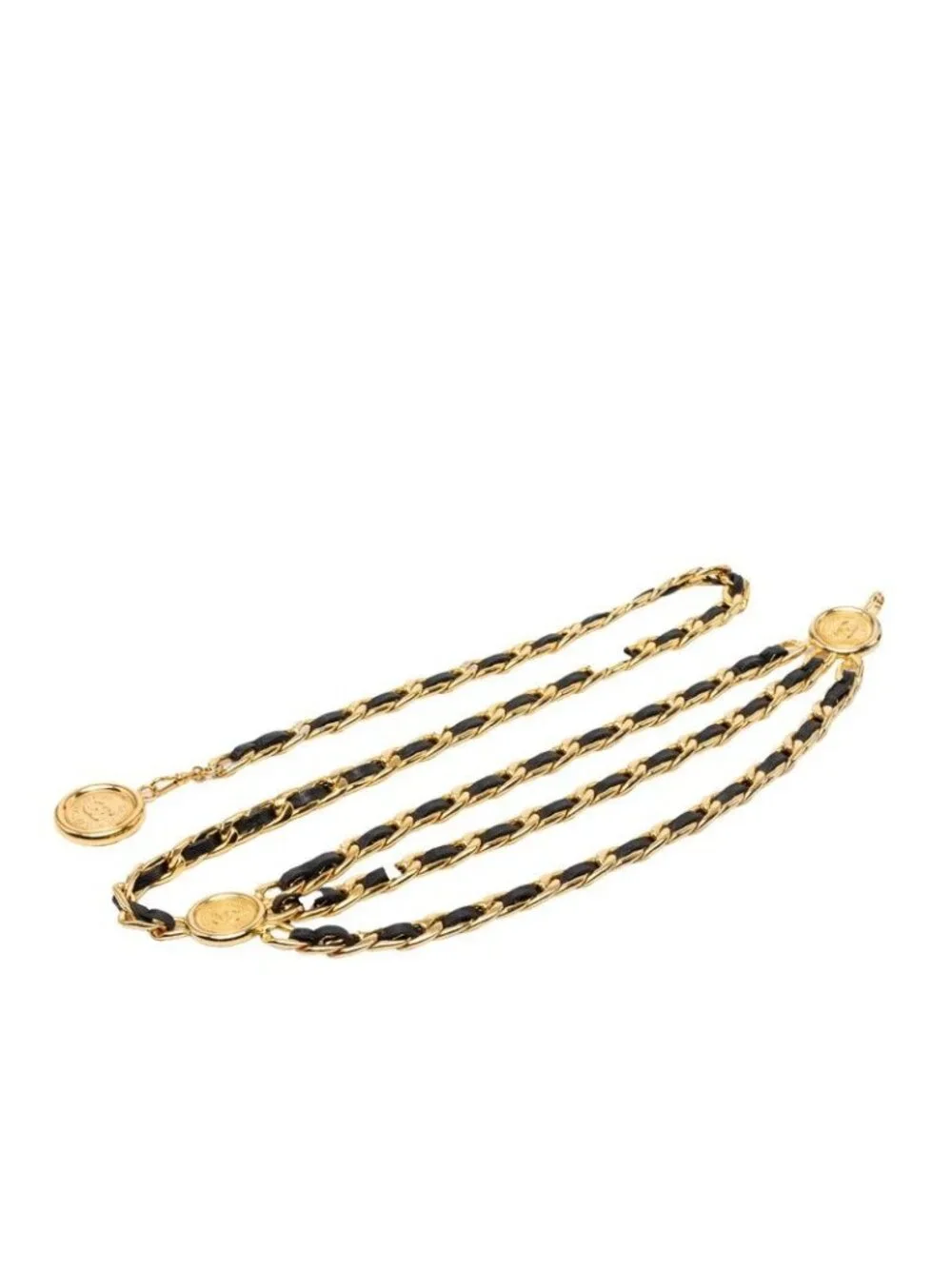 Chanel CC Logo 31 Rue Cambon Triple Strand Chain Belt Gold Plated Leather